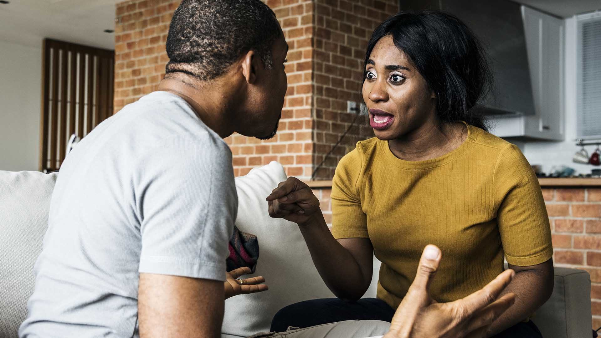 Black couple fighting and depressed